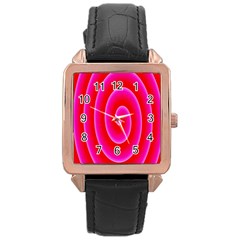 Pink Hypnotic Background Rose Gold Leather Watch  by Simbadda