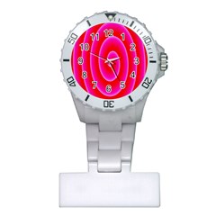 Pink Hypnotic Background Plastic Nurses Watch by Simbadda