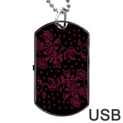 Floral Pattern Background Dog Tag Usb Flash (two Sides) by Simbadda