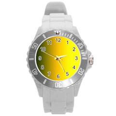 Yellow Gradient Background Round Plastic Sport Watch (l) by Simbadda