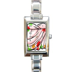 Petal Pattern Dress Flower Rectangle Italian Charm Watch by Alisyart