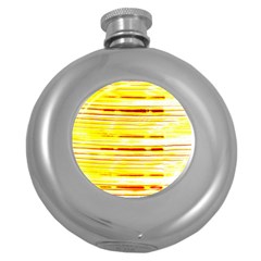 Yellow Curves Background Round Hip Flask (5 Oz) by Simbadda