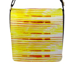 Yellow Curves Background Flap Messenger Bag (l)  by Simbadda