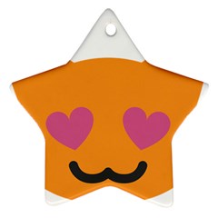 Smile Face Cat Orange Heart Love Emoji Ornament (star) by Alisyart