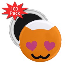 Smile Face Cat Orange Heart Love Emoji 2 25  Magnets (100 Pack)  by Alisyart