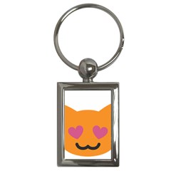 Smile Face Cat Orange Heart Love Emoji Key Chains (rectangle)  by Alisyart