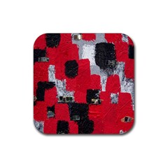 Red Black Gray Background Rubber Square Coaster (4 Pack)  by Simbadda