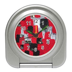 Red Black Gray Background Travel Alarm Clocks by Simbadda