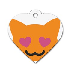 Smile Face Cat Orange Heart Love Emoji Dog Tag Heart (two Sides) by Alisyart