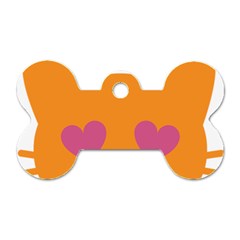 Smile Face Cat Orange Heart Love Emoji Dog Tag Bone (two Sides)