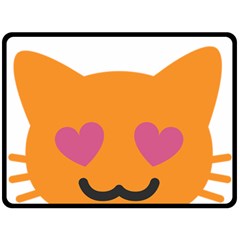 Smile Face Cat Orange Heart Love Emoji Fleece Blanket (large)  by Alisyart