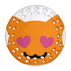 Smile Face Cat Orange Heart Love Emoji Ornament (round Filigree)