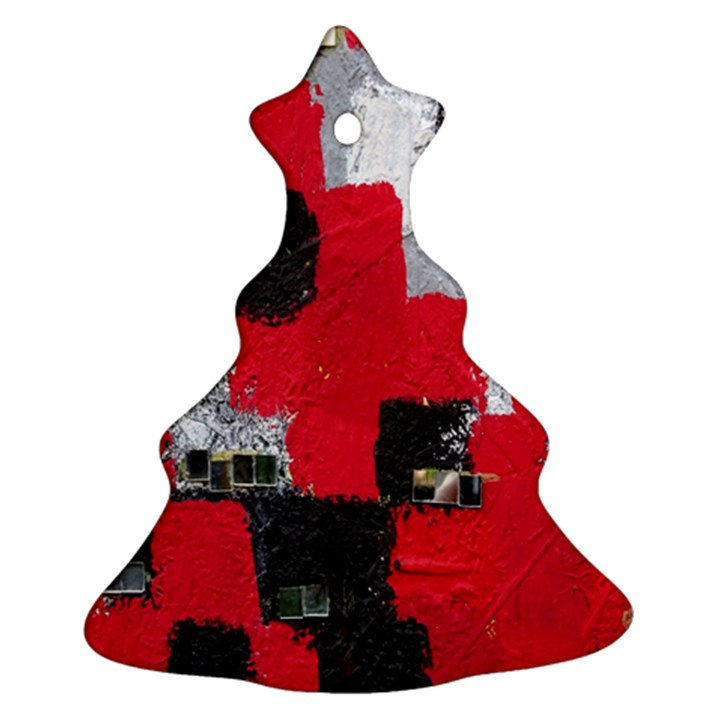 Red Black Gray Background Ornament (Christmas Tree) 