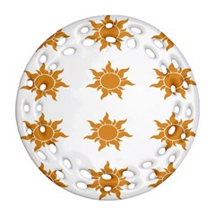 Sun Cupcake Toppers Sunlight Round Filigree Ornament (two Sides)