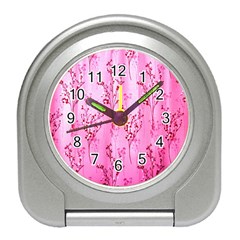 Pink Curtains Background Travel Alarm Clocks by Simbadda