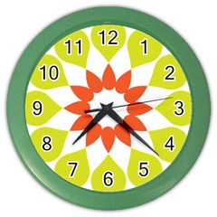 Tikiwiki Abstract Element Flower Star Red Green Color Wall Clocks