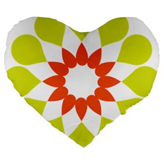 Tikiwiki Abstract Element Flower Star Red Green Large 19  Premium Heart Shape Cushions