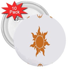 Sunlight Sun Orange 3  Buttons (10 Pack) 