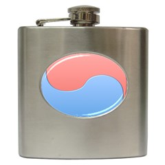 Taekwondo Sign Red Blue Hip Flask (6 Oz) by Alisyart