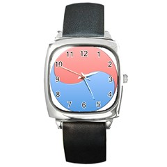 Taekwondo Sign Red Blue Square Metal Watch