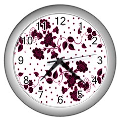 Floral Pattern Wall Clocks (silver) 