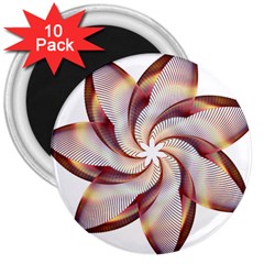 Prismatic Flower Line Gold Star Floral 3  Magnets (10 Pack) 