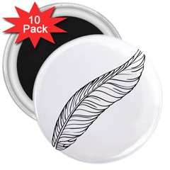 Feather Line Art 3  Magnets (10 pack) 