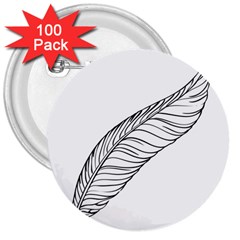 Feather Line Art 3  Buttons (100 pack) 