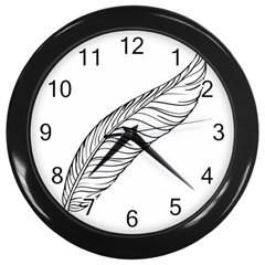 Feather Line Art Wall Clocks (Black)