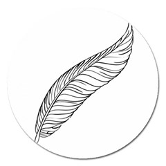 Feather Line Art Magnet 5  (Round)