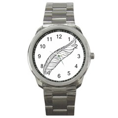 Feather Line Art Sport Metal Watch