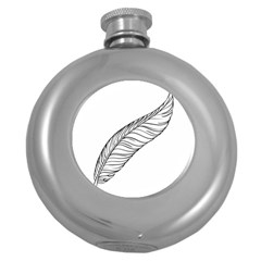 Feather Line Art Round Hip Flask (5 Oz) by Simbadda