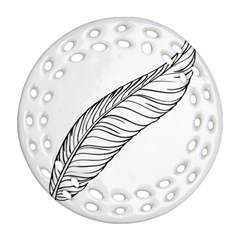 Feather Line Art Ornament (Round Filigree)