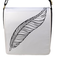 Feather Line Art Flap Messenger Bag (S)