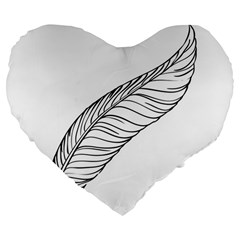 Feather Line Art Large 19  Premium Flano Heart Shape Cushions