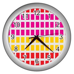 Squares Pattern Background Colorful Squares Wallpaper Wall Clocks (silver) 