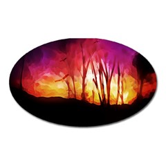 Fall Forest Background Oval Magnet by Simbadda