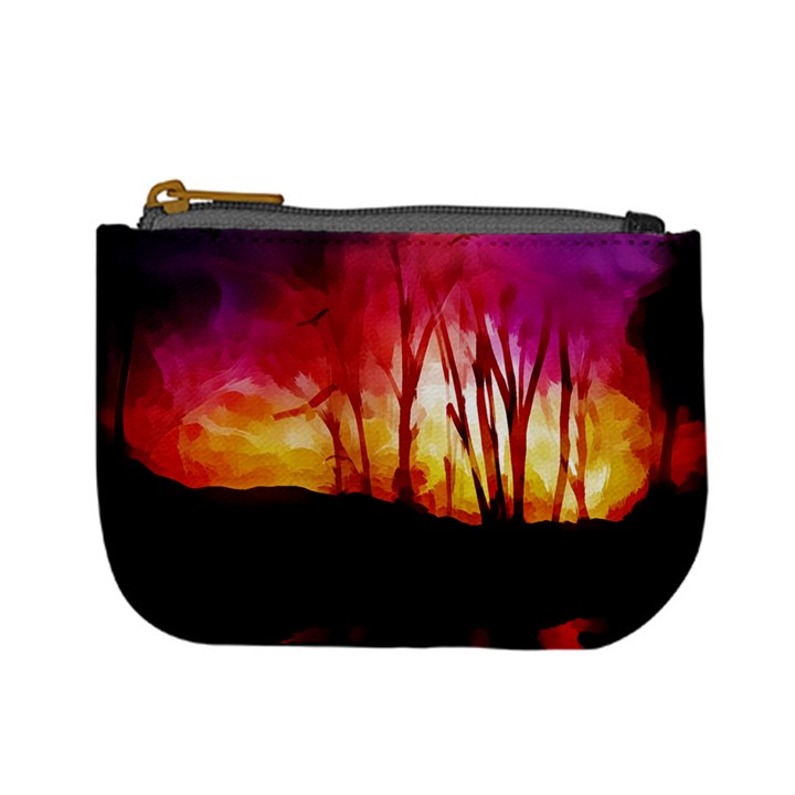 Fall Forest Background Mini Coin Purses