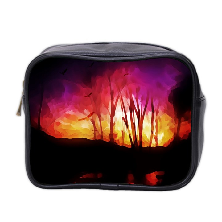 Fall Forest Background Mini Toiletries Bag 2-Side
