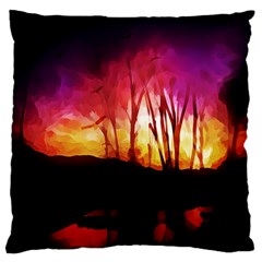 Fall Forest Background Large Cushion Case (one Side) by Simbadda