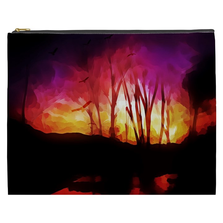 Fall Forest Background Cosmetic Bag (XXXL) 