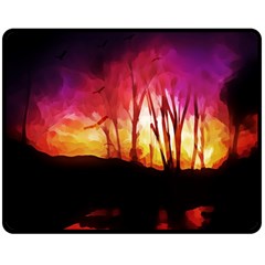 Fall Forest Background Double Sided Fleece Blanket (medium)  by Simbadda