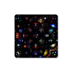 Geometric Line Art Background In Multi Colours Square Magnet