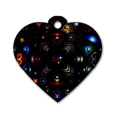 Geometric Line Art Background In Multi Colours Dog Tag Heart (one Side) by Simbadda