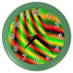 Neon Color Fractal Lines Color Wall Clocks