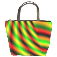 Neon Color Fractal Lines Bucket Bags by Simbadda