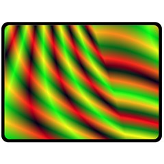 Neon Color Fractal Lines Fleece Blanket (large)  by Simbadda