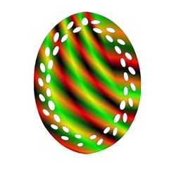 Neon Color Fractal Lines Ornament (oval Filigree) by Simbadda