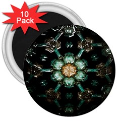 Kaleidoscope With Bits Of Colorful Translucent Glass In A Cylinder Filled With Mirrors 3  Magnets (10 Pack)  by Simbadda