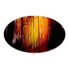 Artistic Effect Fractal Forest Background Oval Magnet by Simbadda